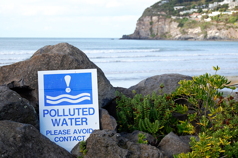 Polluted water